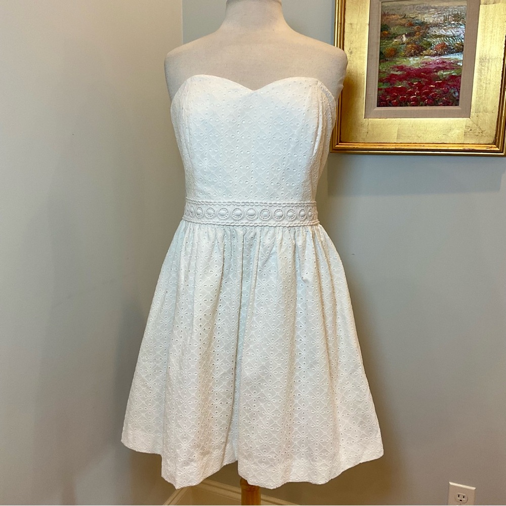 Lilly Pulitzer Marta Dress Resort White Petiteβ Diamond Eyelet - Picture 1 of 8